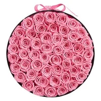 Flori-roz-eterne-50-de-trandafiri-conservați-într-o-cutie-rotundă