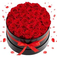 Flori-roșii-eterne-27-trandafiri-conservați-într-o-cutie-rotundă