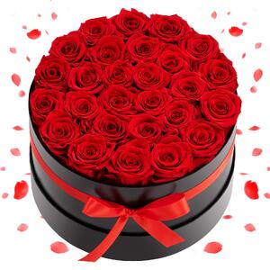 Flori-roșii-eterne-27-trandafiri-conservați-într-o-cutie-rotundă