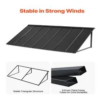 Copertină-metalică-pentru-ușă-203x91-cm-cadru-triunghiular-din-oțel-neagră