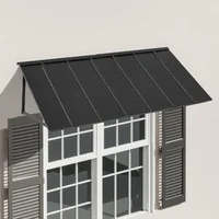 Copertină-metalică-pentru-ușă-203x91-cm-cadru-triunghiular-din-oțel-neagră