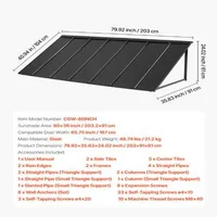 Copertină-metalică-pentru-ușă-203x91-cm-cadru-triunghiular-din-oțel-neagră