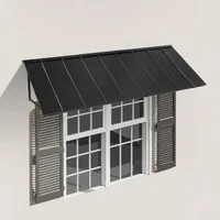 Copertină-metalică-pentru-ușă-264x91-cm-cadru-triunghiular-din-oțel-neagră