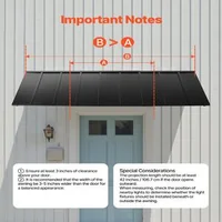 Copertină-metalică-pentru-ușă-264x91-cm-cadru-triunghiular-din-oțel-neagră