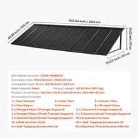 Copertină-metalică-pentru-ușă-264x91-cm-cadru-triunghiular-din-oțel-neagră