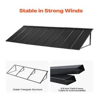 Copertină-metalică-pentru-ușă-264x91-cm-cadru-triunghiular-din-oțel-neagră