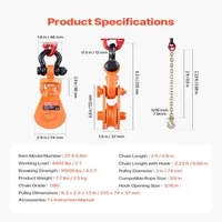 Scripete-de-întoarcere-de-2-tone-cu-lanț-G80-de-0-6-m-și-cârlig-rotativ-rolă-de-74-mm-pentru-cablu-de-9-5-mm