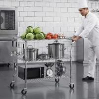 Cărucior-de-bucătărie-cu-roți-3-niveluri-102x63x104-cm-rafturi-reglabile-din-sârmă-sarcină-454-kg-oțel-cromat