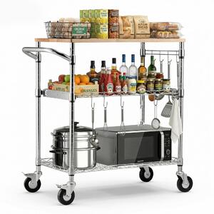 Cărucior-de-bucătărie-pe-roți-cu-3-niveluri-blat-din-lemn-76x46x91-cm-capacitate-de-încărcare-300-kg-raft-extensibil-și-mâner