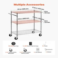 Cărucior-de-bucătărie-pe-roți-3-niveluri-89x45x104-cm-rafturi-din-sârmă-reglabile-încărcare-de-300-kg-oțel-cromat