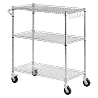 Cărucior-de-bucătărie-pe-roți-3-niveluri-89x45x104-cm-rafturi-din-sârmă-reglabile-încărcare-de-300-kg-oțel-cromat