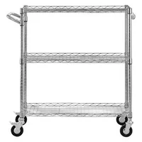 Cărucior-de-bucătărie-pe-roți-3-niveluri-89x45x104-cm-rafturi-din-sârmă-reglabile-încărcare-de-300-kg-oțel-cromat