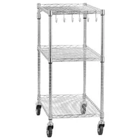 Cărucior-de-bucătărie-pe-roți-3-niveluri-89x45x104-cm-rafturi-din-sârmă-reglabile-încărcare-de-300-kg-oțel-cromat
