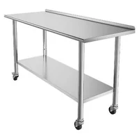 Masă-de-lucru-din-oțel-inoxidabil-61x152-cm-pe-roți-cu-bordură-de-30-mm-și-raft-inferior-reglabil-sarcină-de-254-kg