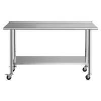 Masă-de-lucru-din-oțel-inoxidabil-61x152-cm-pe-roți-cu-bordură-de-30-mm-și-raft-inferior-reglabil-sarcină-de-254-kg