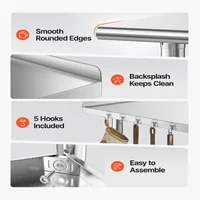 Masă-de-lucru-din-oțel-inoxidabil-61x76-cm-cu-roți-rebord-de-30-mm-și-raft-inferior-reglabil-sarcină-204-kg