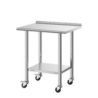 Masă-de-lucru-din-oțel-inoxidabil-61x76-cm-cu-roți-rebord-de-30-mm-și-raft-inferior-reglabil-sarcină-204-kg