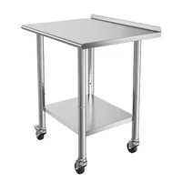 Masă-de-lucru-din-oțel-inoxidabil-61x76-cm-cu-roți-rebord-de-30-mm-și-raft-inferior-reglabil-sarcină-204-kg