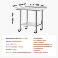 Masă-de-lucru-din-oțel-inoxidabil-61x76-cm-cu-roți-rebord-de-30-mm-și-raft-inferior-reglabil-sarcină-204-kg