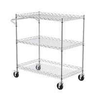 Cărucior-cu-roți-3-niveluri-76x46x91-cm-sarcină-300-kg-6-cârlige-coș-din-sârmă-și-rafturi-reglabile