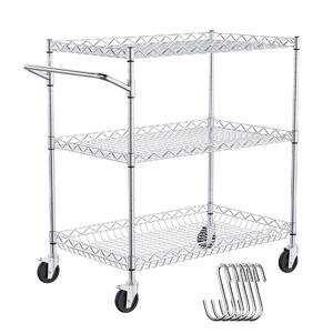 Cărucior-cu-roți-3-niveluri-76x46x91-cm-sarcină-300-kg-6-cârlige-coș-din-sârmă-și-rafturi-reglabile