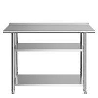 Masă-de-lucru-din-oțel-inoxidabil-61x122-cm-cu-2-rafturi-și-bordură-masă-profesională-de-bucătărie-capacitate-245-kg