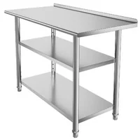 Masă-de-lucru-din-oțel-inoxidabil-61x122-cm-cu-2-rafturi-și-bordură-masă-profesională-de-bucătărie-capacitate-245-kg