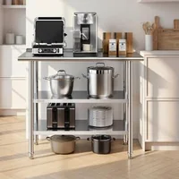 Masă-de-lucru-din-oțel-inoxidabil-61x122-cm-cu-2-rafturi-și-bordură-masă-profesională-de-bucătărie-capacitate-245-kg