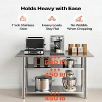 Masă-de-lucru-din-oțel-inoxidabil-61x122-cm-cu-2-rafturi-și-bordură-masă-profesională-de-bucătărie-capacitate-245-kg