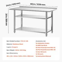 Masă-de-lucru-din-oțel-inoxidabil-61x122-cm-cu-2-rafturi-și-bordură-masă-profesională-de-bucătărie-capacitate-245-kg