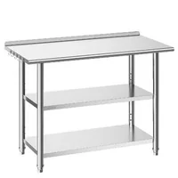 Masă-de-lucru-din-oțel-inoxidabil-61x122-cm-cu-2-rafturi-și-bordură-masă-profesională-de-bucătărie-capacitate-245-kg
