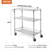 Cărucior-mobil-cu-roți-3-niveluri-89x46x90-cm-capacitate-300-kg-6-cârlige-roți-silențioase