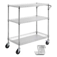 Cărucior-mobil-cu-roți-3-niveluri-89x46x90-cm-capacitate-300-kg-6-cârlige-roți-silențioase