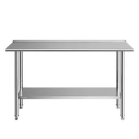 Masă-de-lucru-din-oțel-inoxidabil-152x61x89-cm-cu-bordură-raft-inferior-reglabil-și-5-cârlige