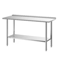 Masă-de-lucru-din-oțel-inoxidabil-152x61x89-cm-cu-bordură-raft-inferior-reglabil-și-5-cârlige
