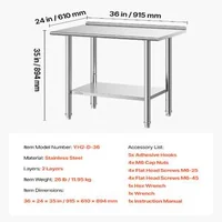 Masă-de-lucru-din-oțel-inoxidabil-91-5x61x89-cm-cu-bordură-raft-inferior-reglabil-și-5-cârlige