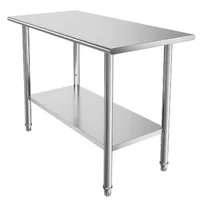 Masă-de-lucru-din-oțel-inoxidabil-122x61x86-cm-cu-raft-inferior-reglabil-și-5-cârlige