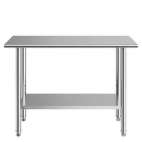 Masă-de-lucru-din-oțel-inoxidabil-122x61x86-cm-cu-raft-inferior-reglabil-și-5-cârlige