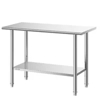 Masă-de-lucru-din-oțel-inoxidabil-122x61x86-cm-cu-raft-inferior-reglabil-și-5-cârlige