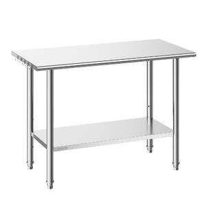 Masă-de-lucru-din-oțel-inoxidabil-122x61x86-cm-cu-raft-inferior-reglabil-și-5-cârlige