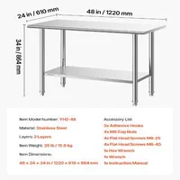 Masă-de-lucru-din-oțel-inoxidabil-122x61x86-cm-cu-raft-inferior-reglabil-și-5-cârlige