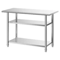 Masă-de-lucru-din-oțel-inoxidabil-122x61x86-cm-cu-3-niveluri-raft-inferior-reglabil-și-5-cârlige