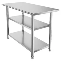 Masă-de-lucru-din-oțel-inoxidabil-122x61x86-cm-cu-3-niveluri-raft-inferior-reglabil-și-5-cârlige