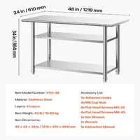 Masă-de-lucru-din-oțel-inoxidabil-122x61x86-cm-cu-3-niveluri-raft-inferior-reglabil-și-5-cârlige