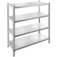 Etajeră-din-oțel-inoxidabil-4-niveluri-118-9x47-cm-150-kg-pe-raft-înălțime-reglabilă