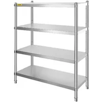 Etajeră-din-oțel-inoxidabil-4-niveluri-118-9x47-cm-150-kg-pe-raft-înălțime-reglabilă