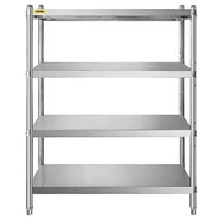 Etajeră-din-oțel-inoxidabil-4-niveluri-118-9x47-cm-150-kg-pe-raft-înălțime-reglabilă