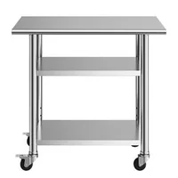 Masă-de-lucru-din-oțel-inoxidabil-pe-roți-91x61x86-cm-cu-3-niveluri-și-5-cârlige