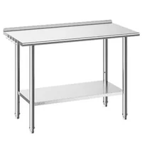 Masă-de-lucru-din-oțel-inoxidabil-122x61x89-cm-cu-bordură-raft-inferior-reglabil-și-5-cârlige