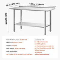 Masă-de-lucru-din-oțel-inoxidabil-122x61x89-cm-cu-bordură-raft-inferior-reglabil-și-5-cârlige